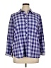 Talbots Checkered-gingham Blue 3/4 Sleeve Button-Down Shirt Size XL - photo 1
