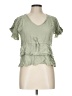 Sim & Sam 100% Rayon Green Short Sleeve Blouse Size L - photo 1
