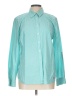 Talbots 100% Cotton Color Block Teal Long Sleeve Button-Down Shirt Size L - photo 1