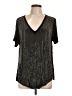 Vocal Metallic Black Short Sleeve Blouse Size L - photo 1
