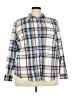 St. John's Bay 100% Cotton Plaid Blue Long Sleeve Button-Down Shirt Size 3X - photo 1