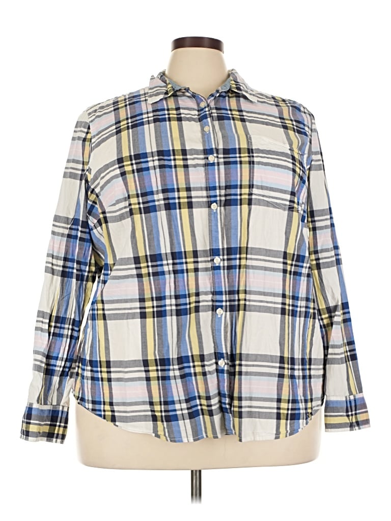 Pre-owned St. John's Bay Long Sleeve Button Down Shirt In Blue