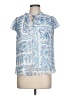 LC Lauren Conrad 100% Polyester Floral Blue Short Sleeve Blouse Size L - photo 1