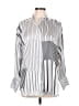 Zara Stripes Silver 3/4 Sleeve Blouse Size M - photo 1