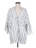 Roxy 100% Cotton Stripes Silver 3/4 Sleeve Blouse Size XS - photo 1