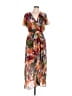 One World 100% Polyester Tropical Brown Casual Dress Size M - photo 1