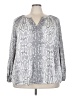 Lane Bryant 100% Polyester Animal Print Silver Long Sleeve Blouse Size 22 - 24 Plus - photo 1