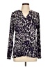 Jaclyn Smith Animal Print Purple Long Sleeve Blouse Size L - photo 1