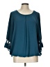 New Directions 100% Polyester Teal 3/4 Sleeve Blouse Size L - photo 1