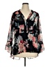 City Chic Floral Black 3/4 Sleeve Blouse Size 16 - photo 1