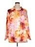 Susan Graver 100% Polyester Floral Orange Long Sleeve Blouse Size 1X - photo 1