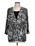 TanJay Animal Print Black Silver 3/4 Sleeve Blouse Size L - photo 1