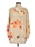 Tucker Floral Tan 3/4 Sleeve Blouse Size L - photo 1