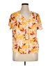 Tahari 100% Linen Tropical Orange Short Sleeve Blouse Size XL - photo 1