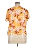 Tahari 100% Linen Tropical Orange Short Sleeve Blouse Size XL - photo 2