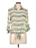 Edge 100% Polyester Stripes Green 3/4 Sleeve Blouse Size L - photo 1