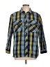 Empyre Plaid Yellow Blue 3/4 Sleeve Button-Down Shirt Size L - photo 1