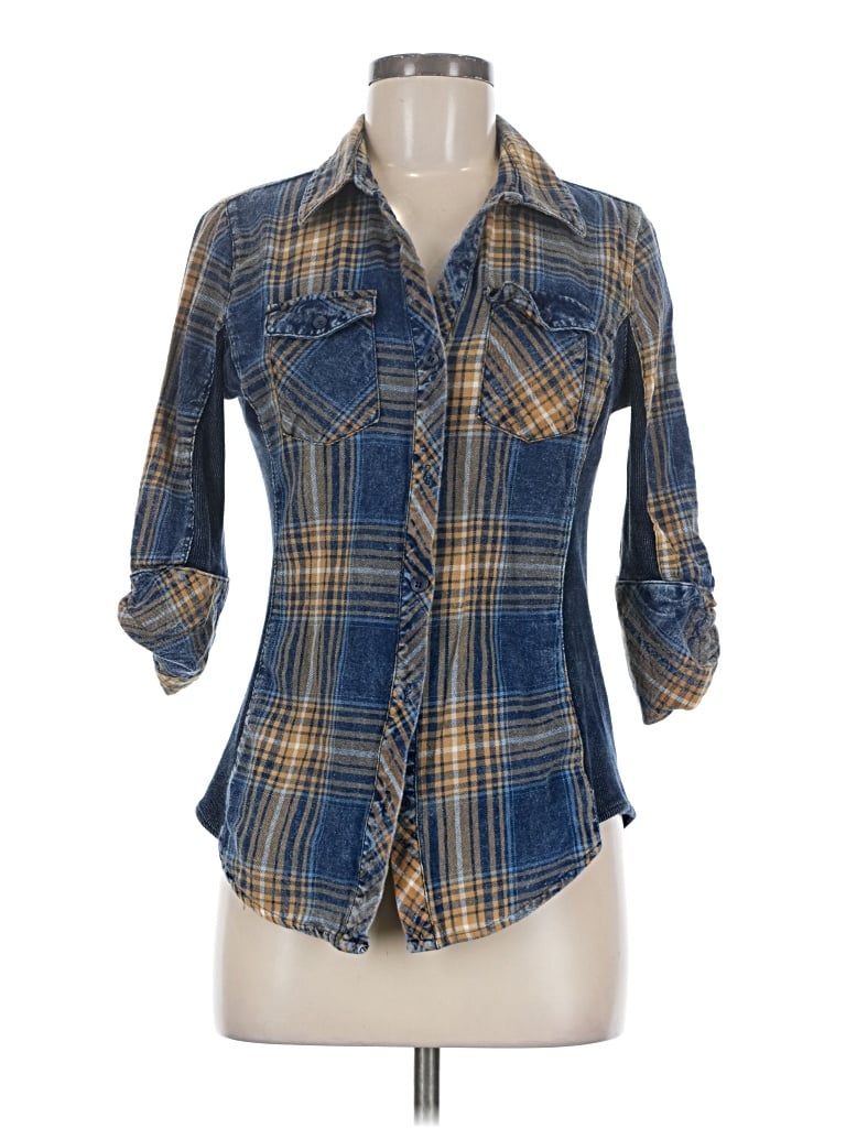 Pre-owned Ci Sono 3/4 Sleeve Button Down Shirt In Blue