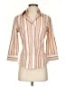 Express Design Studio Stripes Orange 3/4 Sleeve Button-Down Shirt Size S - photo 1