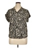 Alexander Jordan Animal Print Ivory Short Sleeve Blouse Size XL - photo 1