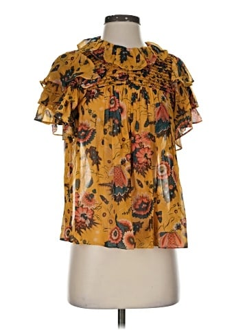 Ulla Johnson Short Sleeve Silk Top (view 1)