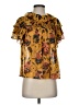 Ulla Johnson 100% Silk Gold Short Sleeve Silk Top Size 2 - photo 1