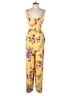 Xhilaration 100% Polyester Floral Yellow Jumpsuit Size S - photo 1