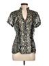 San Joy 100% Polyester Animal Print Silver Short Sleeve Blouse Size L - photo 1