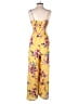 Xhilaration 100% Polyester Floral Yellow Jumpsuit Size S - photo 2
