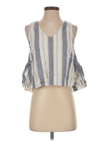 Madewell Linen-Blend Side-Tie Tank Top in Stripe (view 1)