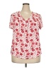 Skies Are Blue 100% Rayon Floral Red Short Sleeve Blouse Size 2X - photo 1