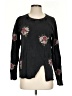 Lucky Brand 100% Cotton Floral Black Pullover Sweater Size S - photo 1