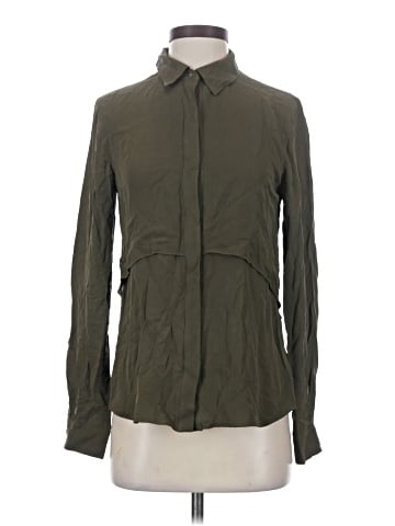 Theory Long Sleeve Silk Top (view 1)