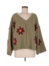 Pol 100% Polyester Floral Green Pullover Sweater Size M - photo 1