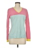 Lands' End 100% Cashmere Color Block Pink Cashmere Pullover Sweater Size M - photo 1