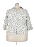 Faded Glory Floral Ivory 3/4 Sleeve Button-Down Shirt Size 24w - photo 1