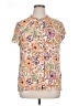 Dear John 100% Viscose Rayon Floral Orange Short Sleeve Blouse Size XL - photo 1
