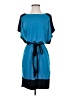 Signature Color Block Blue Casual Dress Size S - photo 1