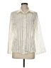 Notations 100% Polyester Stripes Ivory Long Sleeve Blouse Size M - photo 1