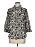 Croft & Barrow 100% Cotton Animal Print Silver 3/4 Sleeve Button-Down Shirt Size M - photo 1