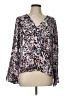 Parker Gray Long Sleeve Silk Top Size L - photo 1