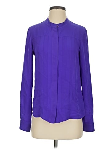 Theory Long Sleeve Silk Top (view 1)