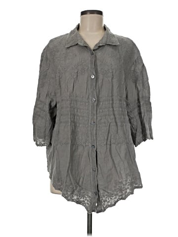 Solitaire 3/4 Sleeve Button-Down Shirt (view 1)