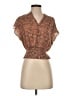 Cupcakes & Cashmere 100% Polyester Brown Short Sleeve Blouse Size XS - photo 1