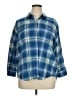Old Navy 100% Cotton Plaid Blue 3/4 Sleeve Button-Down Shirt Size XL Petite - photo 1