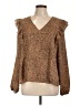 Very J Brown Long Sleeve Blouse Size L - photo 1