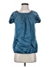 BCBGMAXAZRIA Blue Short Sleeve Silk Top Size S - photo 1