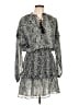 Aqua 100% Polyester Paisley Gray Casual Dress Size L - photo 1