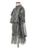 Aqua 100% Polyester Paisley Gray Casual Dress Size L - photo 5