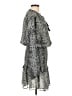 Aqua 100% Polyester Paisley Gray Casual Dress Size L - photo 4
